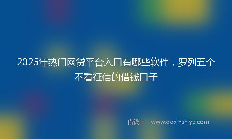 2025年热门网贷平台入口有哪些软件，罗列五个不看征信的借钱口子
