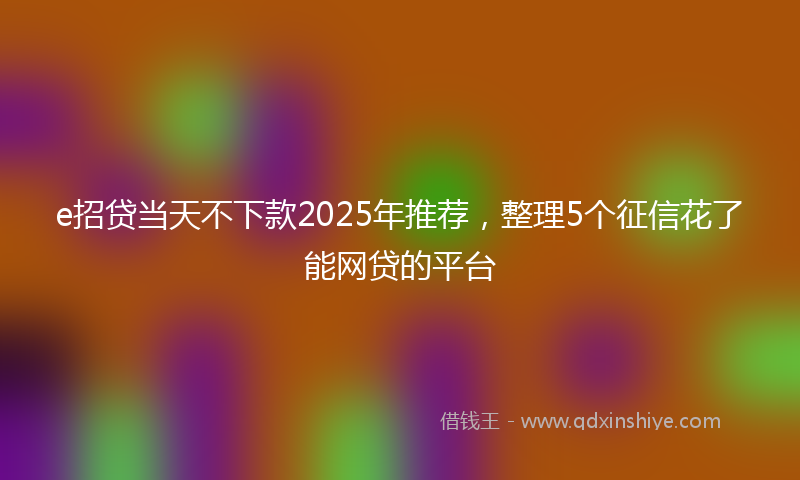 e招贷当天不下款2025年推荐，整理5个征信花了能网贷的平台