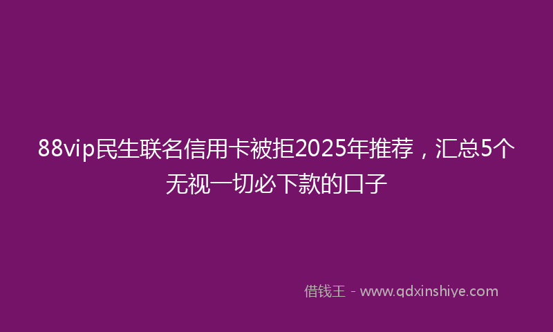 88vip民生联名信用卡被拒2025年推荐，汇总5个无视一切必下款的口子