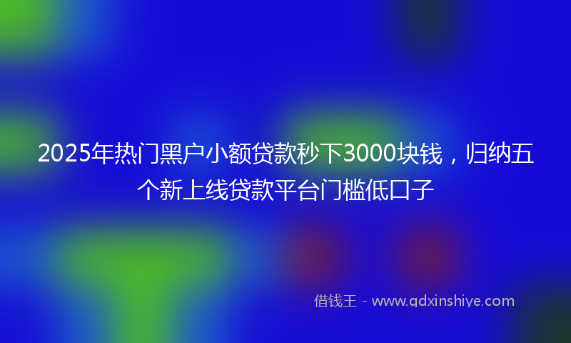 2025年热门黑户小额贷款秒下3000块钱，归纳五个新上线贷款平台门槛低口子