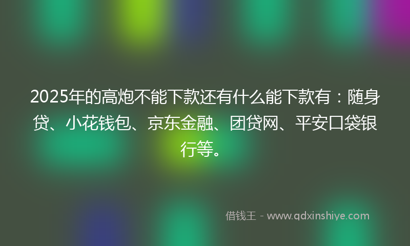 2025年的高炮不能下款还有什么能下款有：随身贷、小花钱包、京东金融、团贷网、平安口袋银行等。