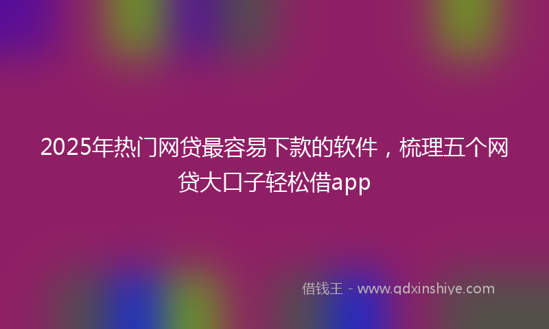 2025年热门网贷最容易下款的软件，梳理五个网贷大口子轻松借app