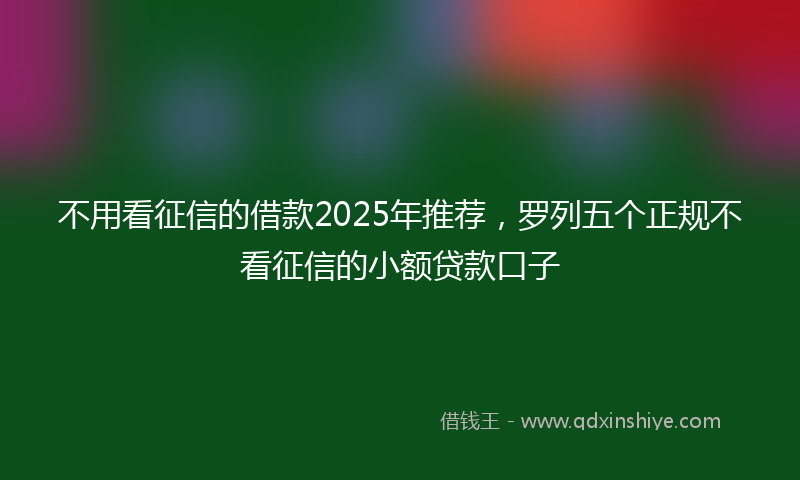 不用看征信的借款2025年推荐，罗列五个正规不看征信的小额贷款口子
