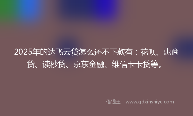 2025年的达飞云贷怎么还不下款有：花呗、惠商贷、读秒贷、京东金融、维信卡卡贷等。
