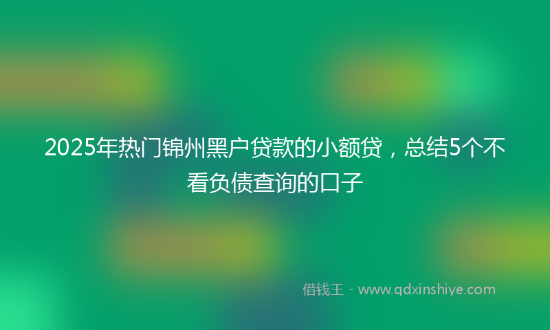 2025年热门锦州黑户贷款的小额贷,总结5个不看负债查询的口子