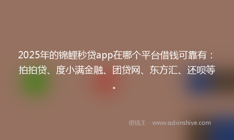 2025年的锦鲤秒贷app在哪个平台借钱可靠有：拍拍贷、度小满金融、团贷网、东方汇、还呗等。
