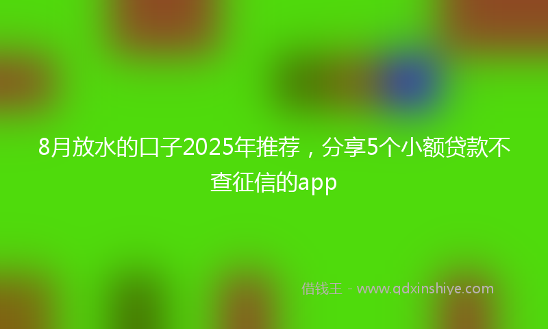 8月放水的口子2025年推荐，分享5个小额贷款不查征信的app