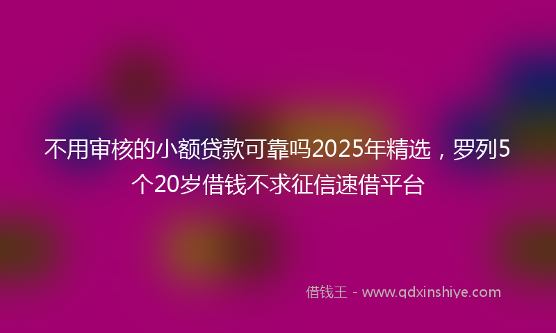 不用审核的小额贷款可靠吗2025年精选，罗列5个20岁借钱不求征信速借平台