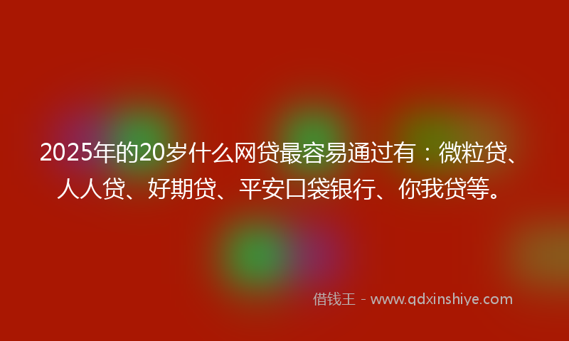 2025年的20岁什么网贷最容易通过有：微粒贷、人人贷、好期贷、平安口袋银行、你我贷等。