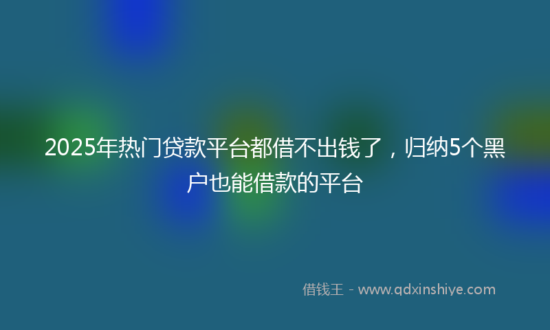 2025年热门贷款平台都借不出钱了，归纳5个黑户也能借款的平台