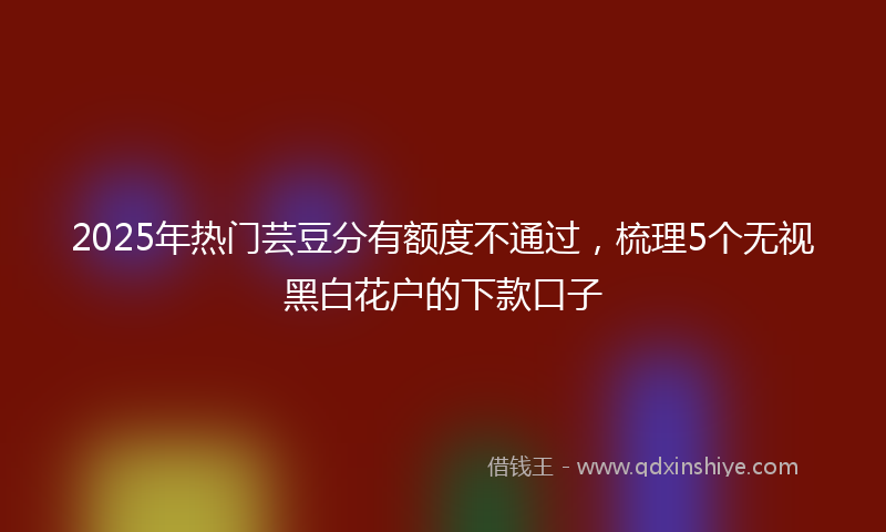 2025年热门芸豆分有额度不通过，梳理5个无视黑白花户的下款口子