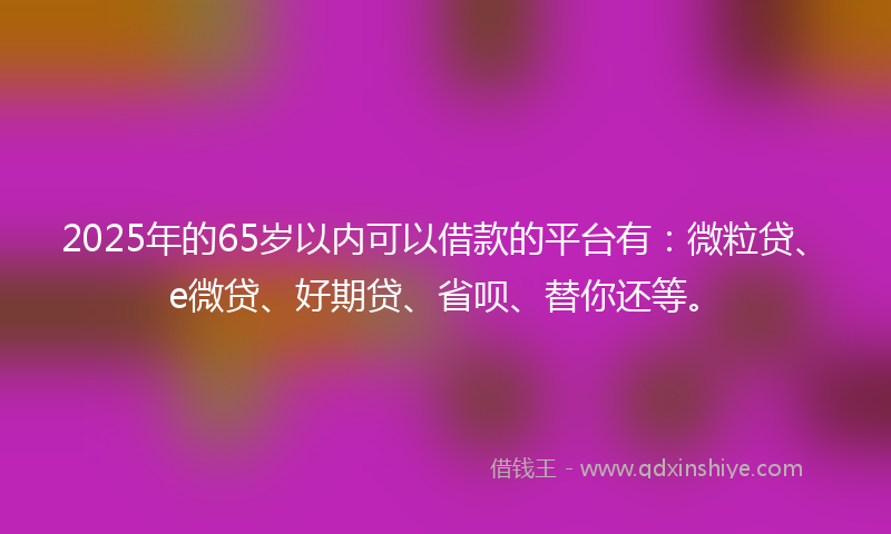 2025年的65岁以内可以借款的平台有：微粒贷、e微贷、好期贷、省呗、替你还等。