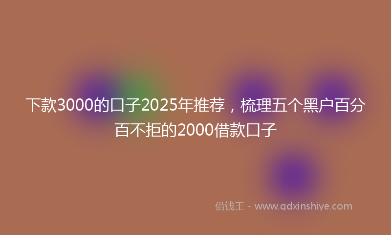下款3000的口子2025年推荐，梳理五个黑户百分百不拒的2000借款口子