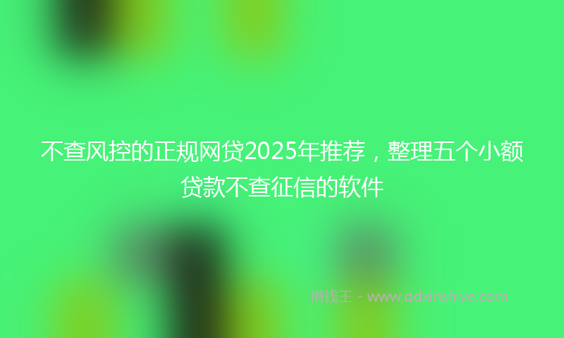 不查风控的正规网贷2025年推荐，整理五个小额贷款不查征信的软件