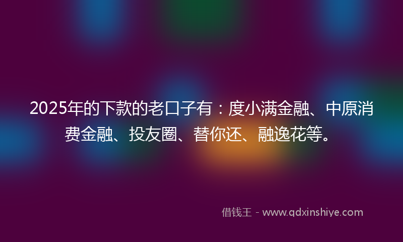2025年的下款的老口子有：度小满金融、中原消费金融、投友圈、替你还、融逸花等。