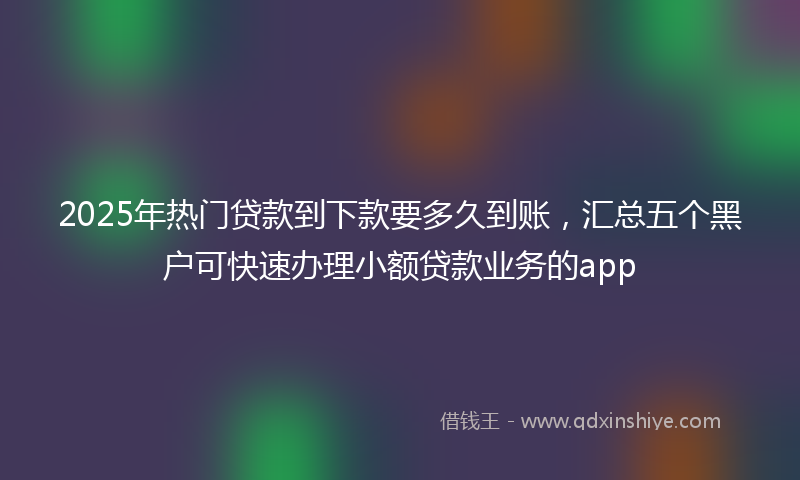 2025年热门贷款到下款要多久到账，汇总五个黑户可快速办理小额贷款业务的app