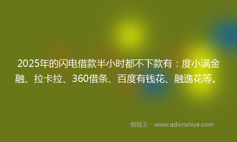 2025年的闪电借款半小时都不下款有：度小满金融、拉卡拉、360借条、百度有钱花、融逸花等。