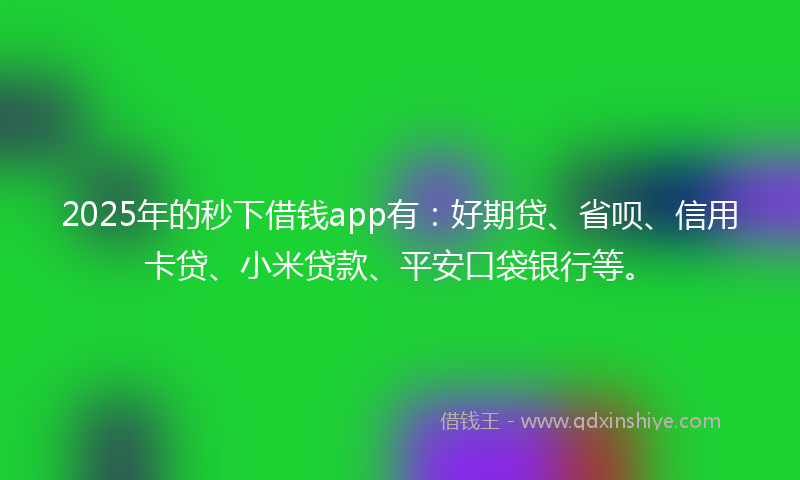 2025年的秒下借钱app有：好期贷、省呗、信用卡贷、小米贷款、平安口袋银行等。