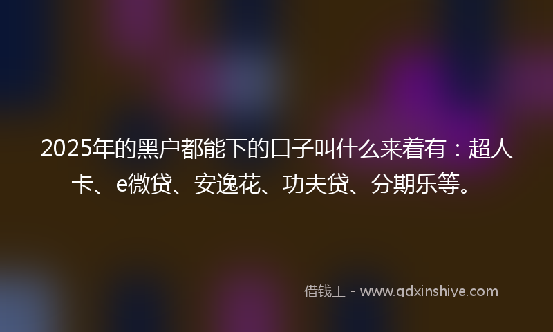 2025年的黑户都能下的口子叫什么来着有：超人卡、e微贷、安逸花、功夫贷、分期乐等。