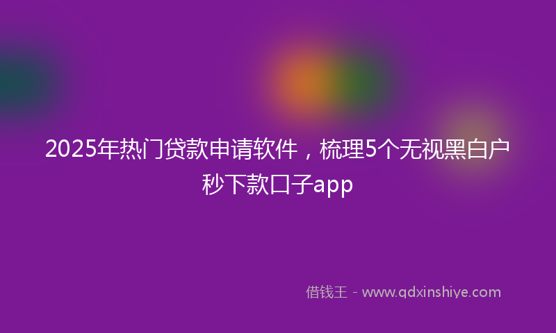 2025年热门贷款申请软件，梳理5个无视黑白户秒下款口子app