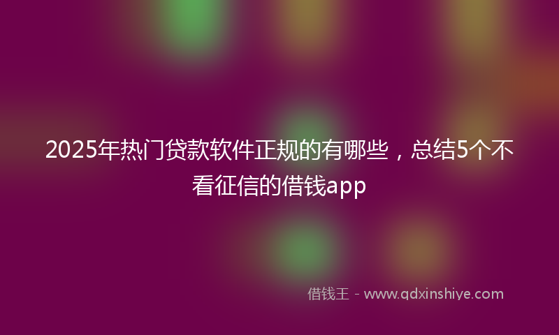 2025年热门贷款软件正规的有哪些，总结5个不看征信的借钱app
