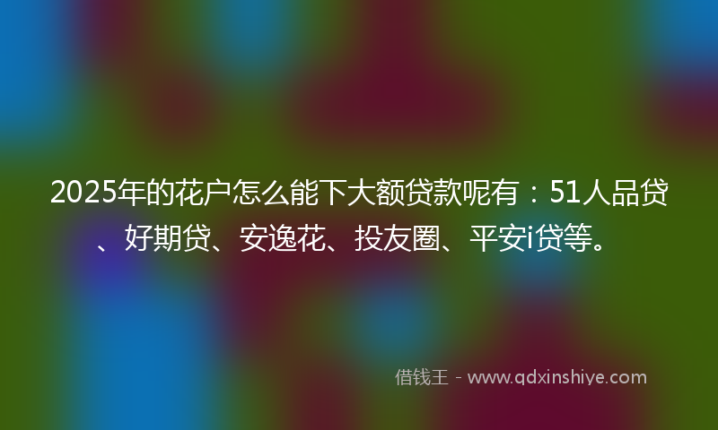 2025年的花户怎么能下大额贷款呢有：51人品贷、好期贷、安逸花、投友圈、平安i贷等。