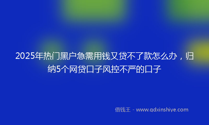 2025年热门黑户急需用钱又贷不了款怎么办，归纳5个网贷口子风控不严的口子