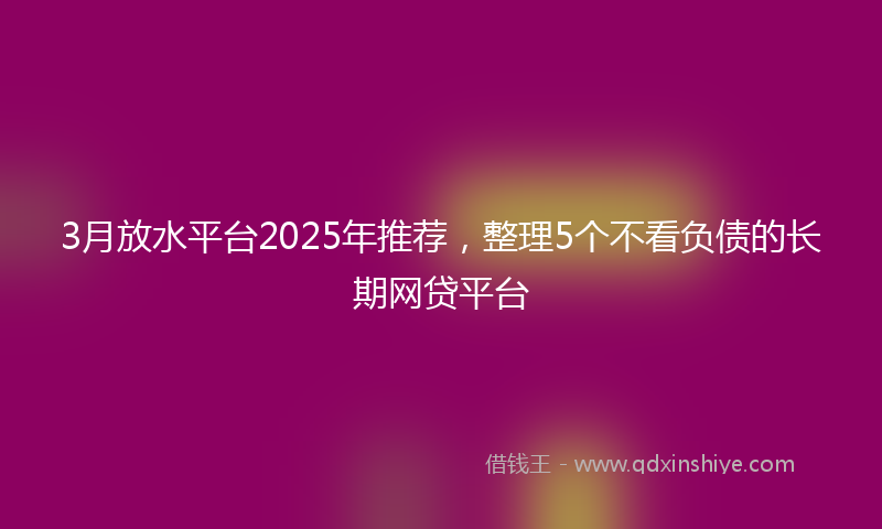 3月放水平台2025年推荐，整理5个不看负债的长期网贷平台