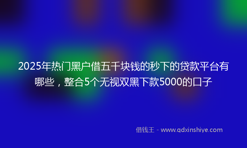 2025年热门黑户借五千块钱的秒下的贷款平台有哪些，整合5个无视双黑下款5000的口子
