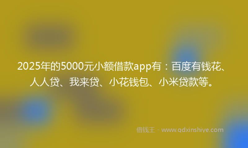 2025年的5000元小额借款app有：百度有钱花、人人贷、我来贷、小花钱包、小米贷款等。