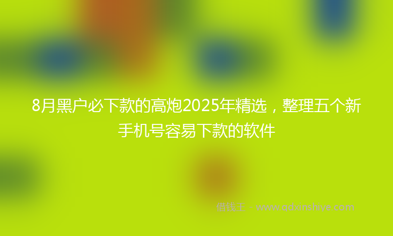 8月黑户必下款的高炮2025年精选，整理五个新手机号容易下款的软件