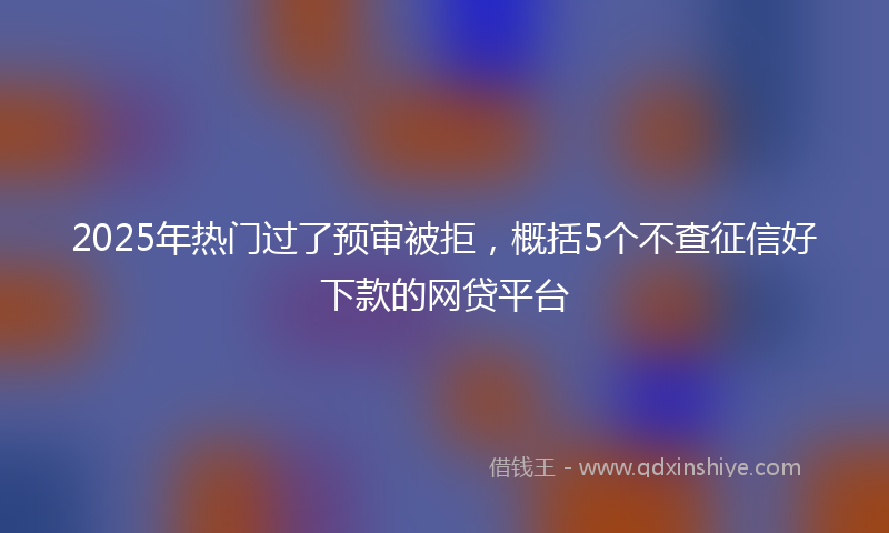 2025年热门过了预审被拒，概括5个不查征信好下款的网贷平台