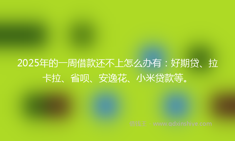 2025年的一周借款还不上怎么办有：好期贷、拉卡拉、省呗、安逸花、小米贷款等。