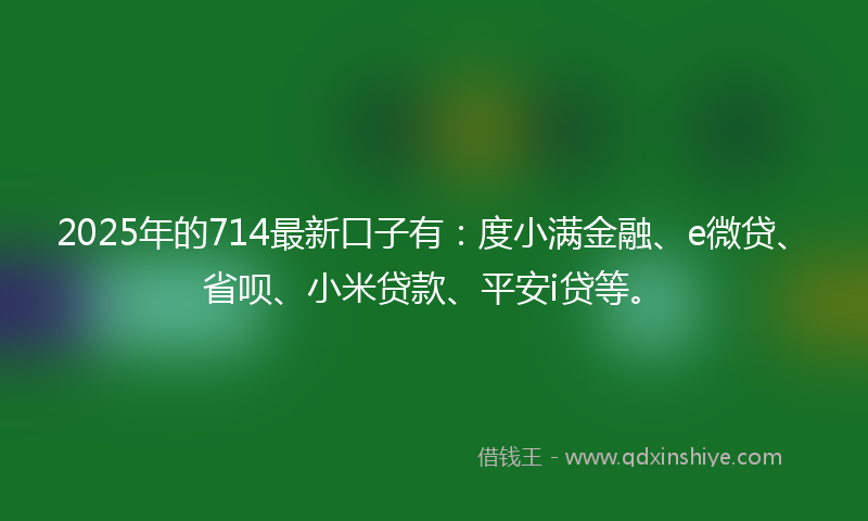 2025年的714最新口子有：度小满金融、e微贷、省呗、小米贷款、平安i贷等。