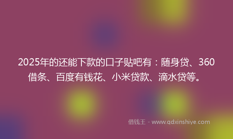 2025年的还能下款的口子贴吧有：随身贷、360借条、百度有钱花、小米贷款、滴水贷等。