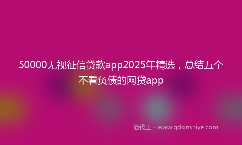 50000无视征信贷款app2025年精选，总结五个不看负债的网贷app