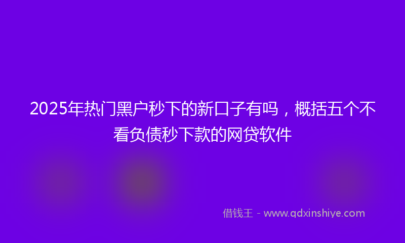 2025年热门黑户秒下的新口子有吗，概括五个不看负债秒下款的网贷软件