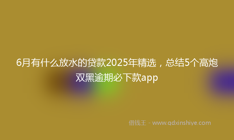 6月有什么放水的贷款2025年精选，总结5个高炮双黑逾期必下款app