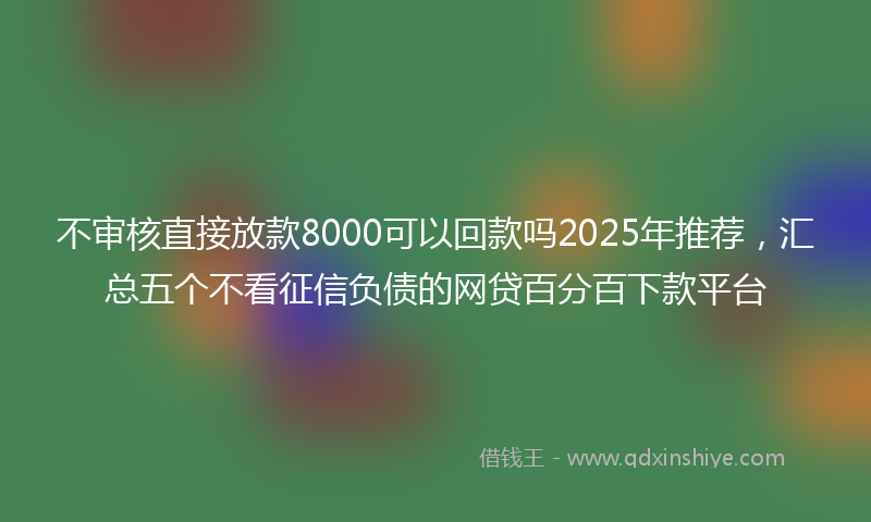 不审核直接放款8000可以回款吗2025年推荐，汇总五个不看征信负债的网贷百分百下款平台