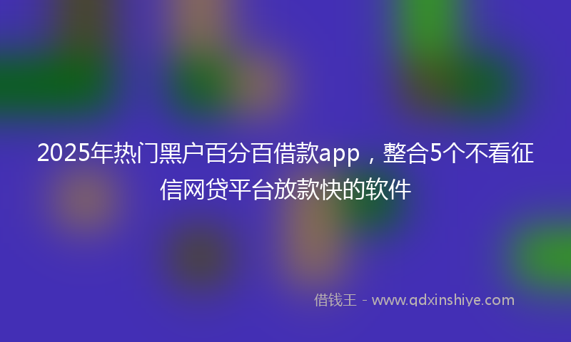 2025年热门黑户百分百借款app，整合5个不看征信网贷平台放款快的软件