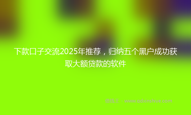 下款口子交流2025年推荐，归纳五个黑户成功获取大额贷款的软件