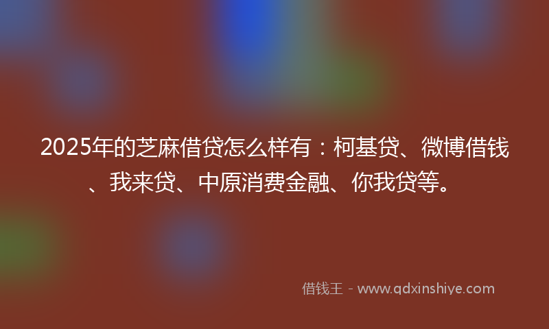 2025年的芝麻借贷怎么样有：柯基贷、微博借钱、我来贷、中原消费金融、你我贷等。