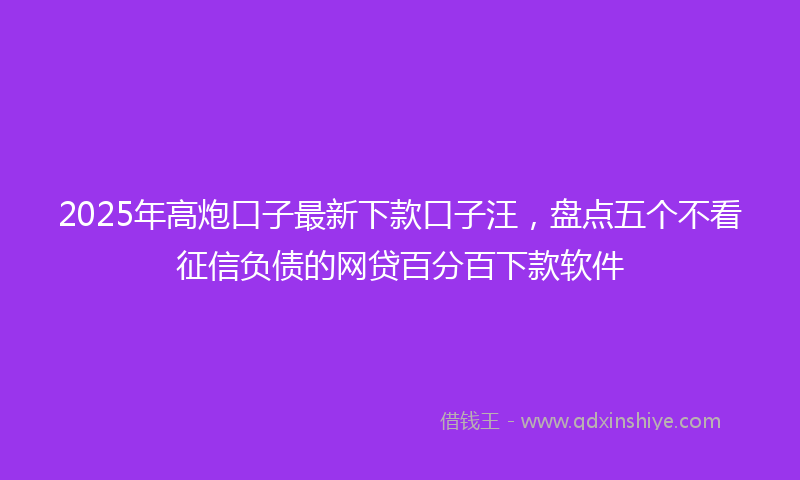 2025年高炮口子最新下款口子汪，盘点五个不看征信负债的网贷百分百下款软件