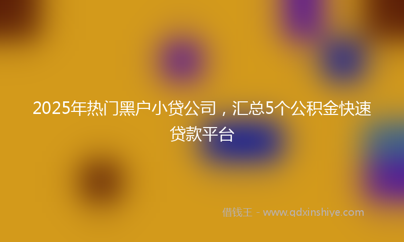 2025年热门黑户小贷公司，汇总5个公积金快速贷款平台