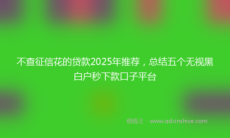 不查征信花的贷款2025年推荐，总结五个无视黑白户秒下款口子平台