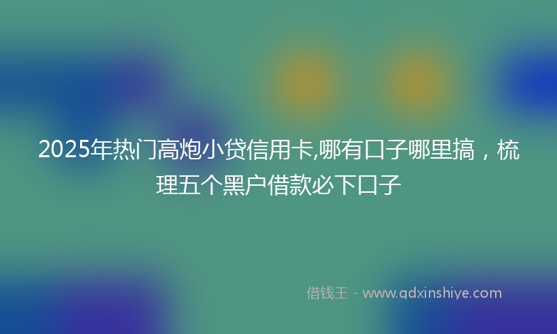 2025年热门高炮小贷信用卡,哪有口子哪里搞，梳理五个黑户借款必下口子