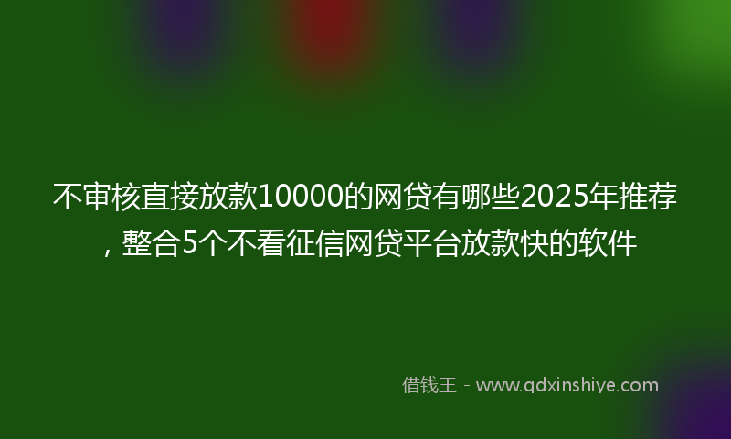 不审核直接放款10000的网贷有哪些2025年推荐，整合5个不看征信网贷平台放款快的软件