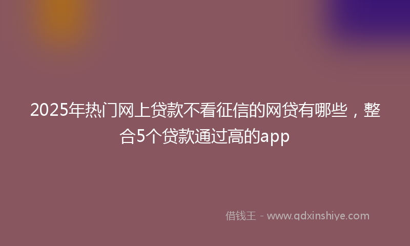 2025年热门网上贷款不看征信的网贷有哪些，整合5个贷款通过高的app
