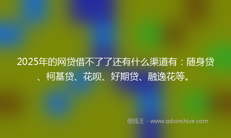 2025年的网贷借不了了还有什么渠道有:随身贷、柯基贷、花呗、好期贷、融逸花等。
