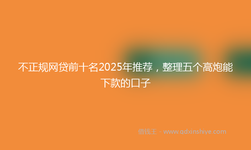 不正规网贷前十名2025年推荐，整理五个高炮能下款的口子